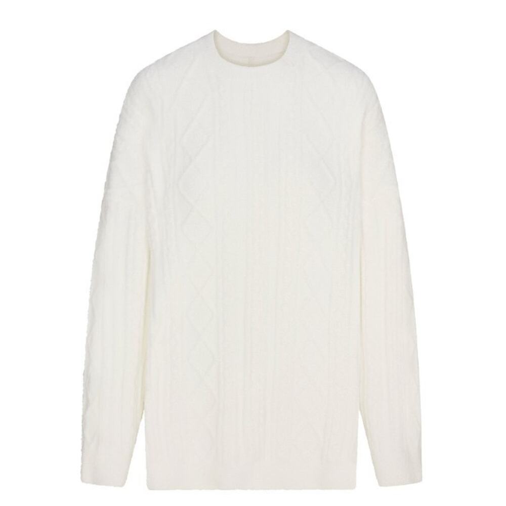 Skims Cozy Cable Knit Oversized Crewneck Pullover PL-PLO-7112W Ivory L/XL - Picture 4 of 5